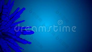 <strong>深</strong>蓝色墨水流的3D动画。 <strong>深</strong>蓝色墨水在蓝色背景上消散。 用于油墨背景或油墨